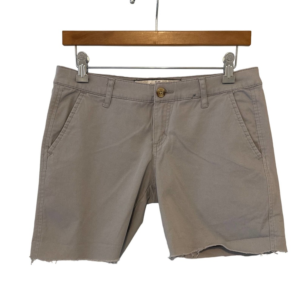 Abercrombie & Fitch‎ Mens Chino Shorts Gray Tan Raw Hem Stretch Size 27 W30